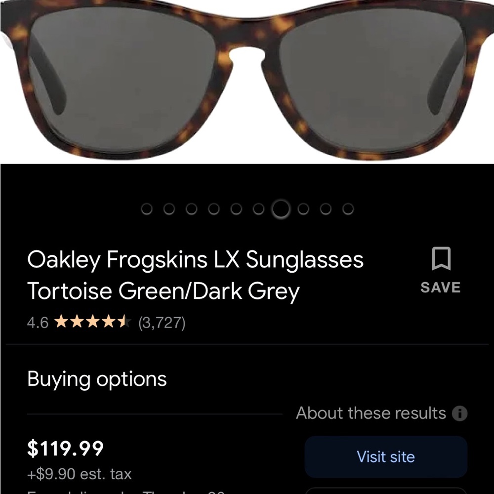 Oakley FrogskinsLX sunglasses. Tortoise green/Dark gray.
Great condition.